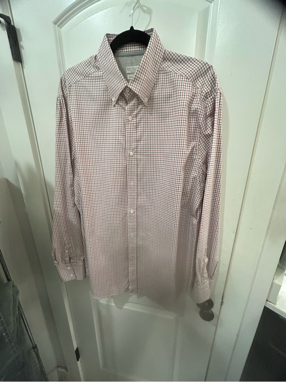 Brunello Cucinelli Men's Red Check Dress Shirt - Classic Button-Down